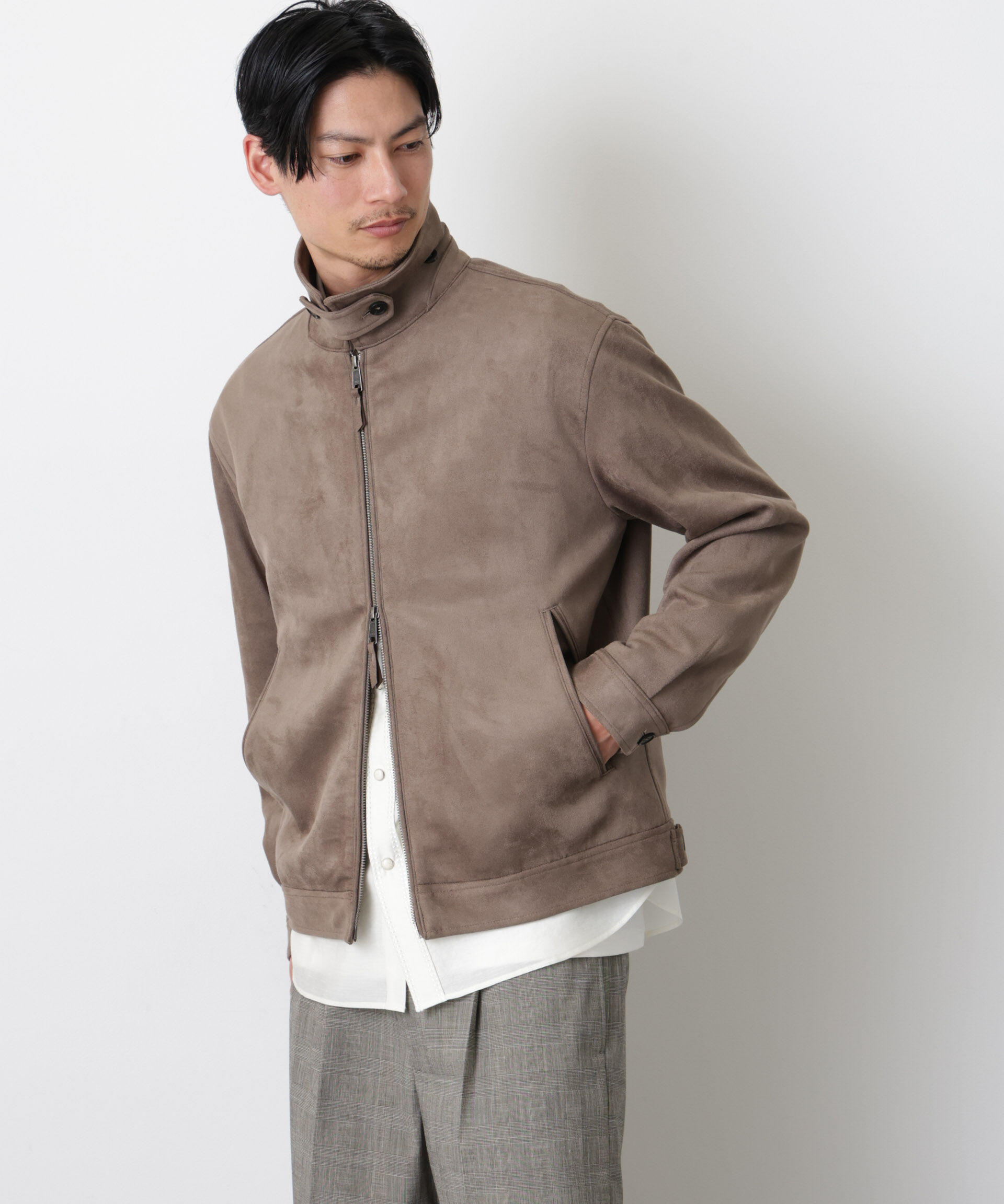 nano･universe「「モダンコンフォート」 フェイクスエードブルゾン」|ブルゾン・スタジャン|