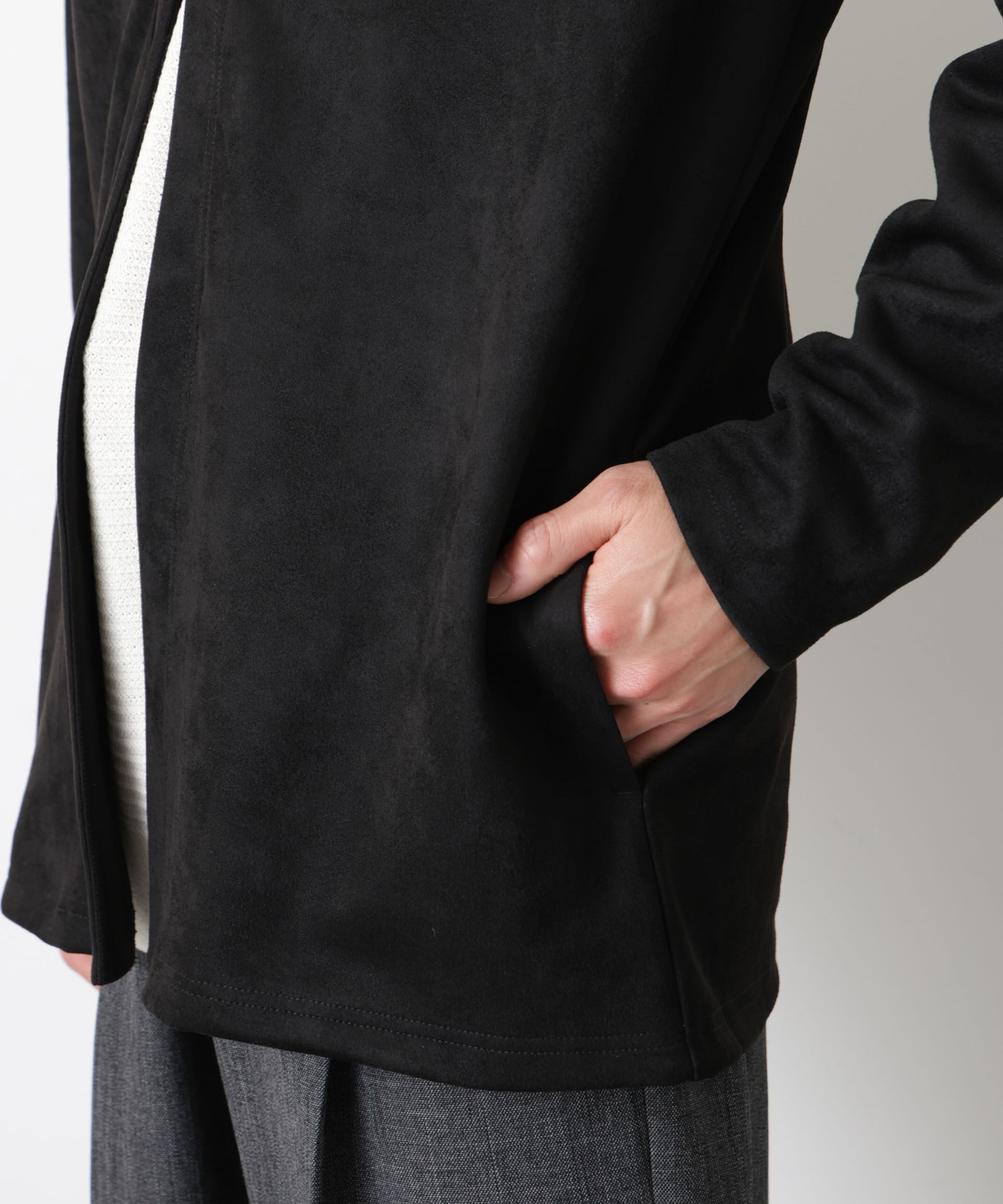 nano･universe「「モダンコンフォート」フェイクスエードトッパーカーディガン」|Tシャツ・カットソー|