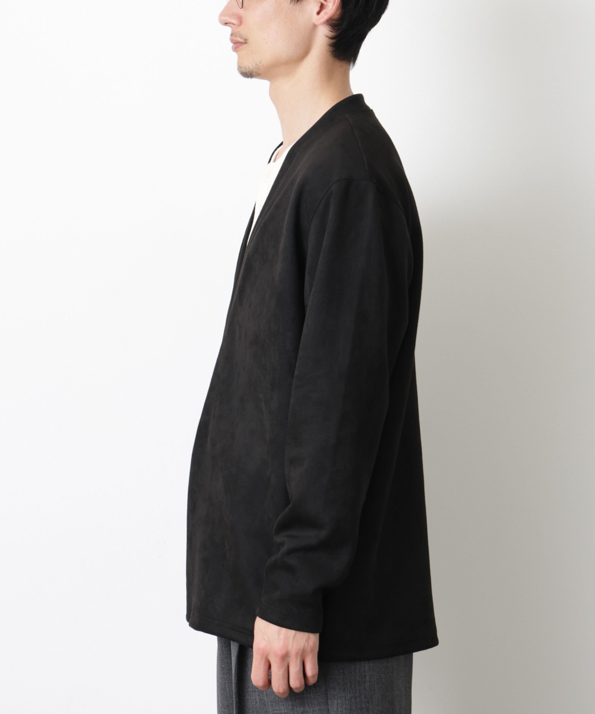 nano･universe「「モダンコンフォート」フェイクスエードトッパーカーディガン」|Tシャツ・カットソー|