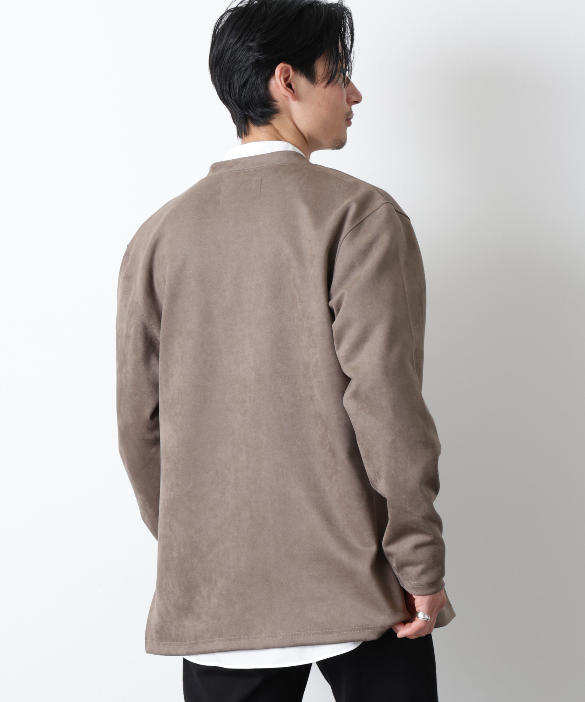 nano･universe「「モダンコンフォート」フェイクスエードトッパーカーディガン」|Tシャツ・カットソー|