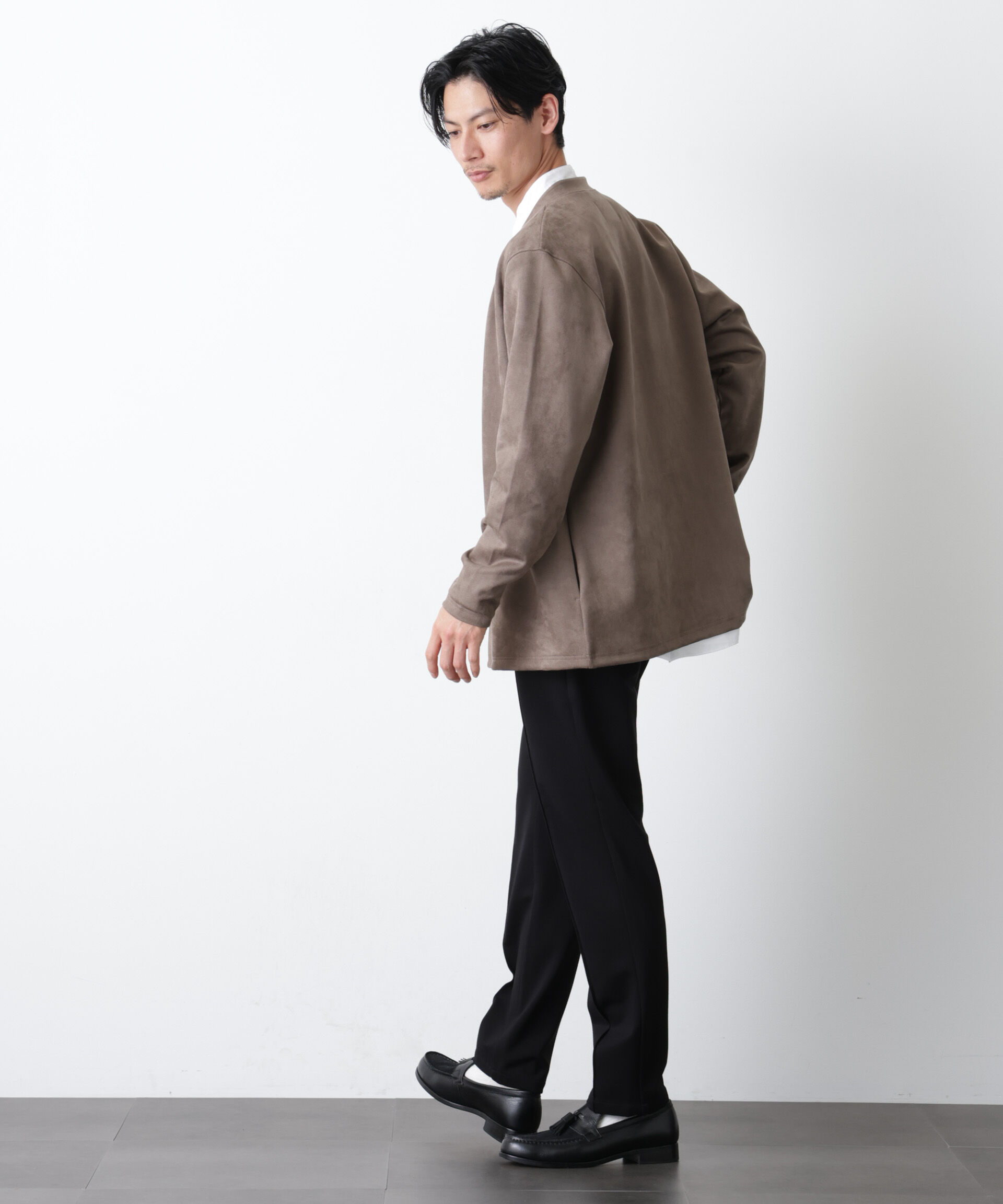 nano･universe「「モダンコンフォート」フェイクスエードトッパーカーディガン」|Tシャツ・カットソー|