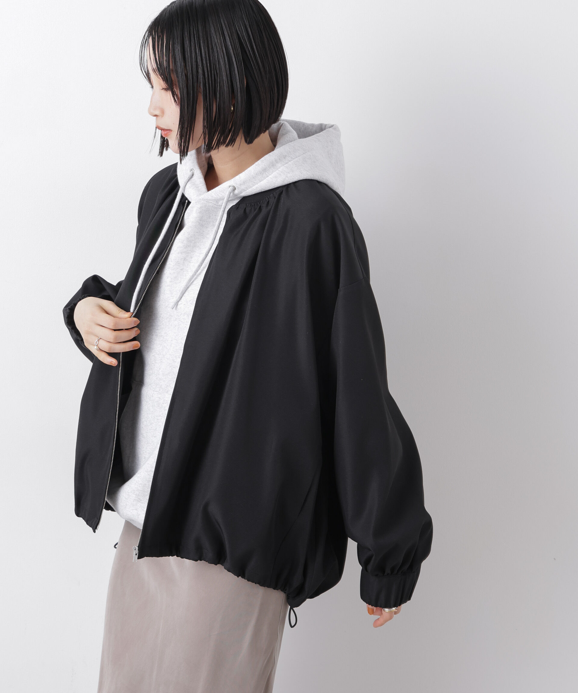 nano･universe「撥水加工 ドロストヘムリブブルゾン」|ブルゾン・スタジャン|