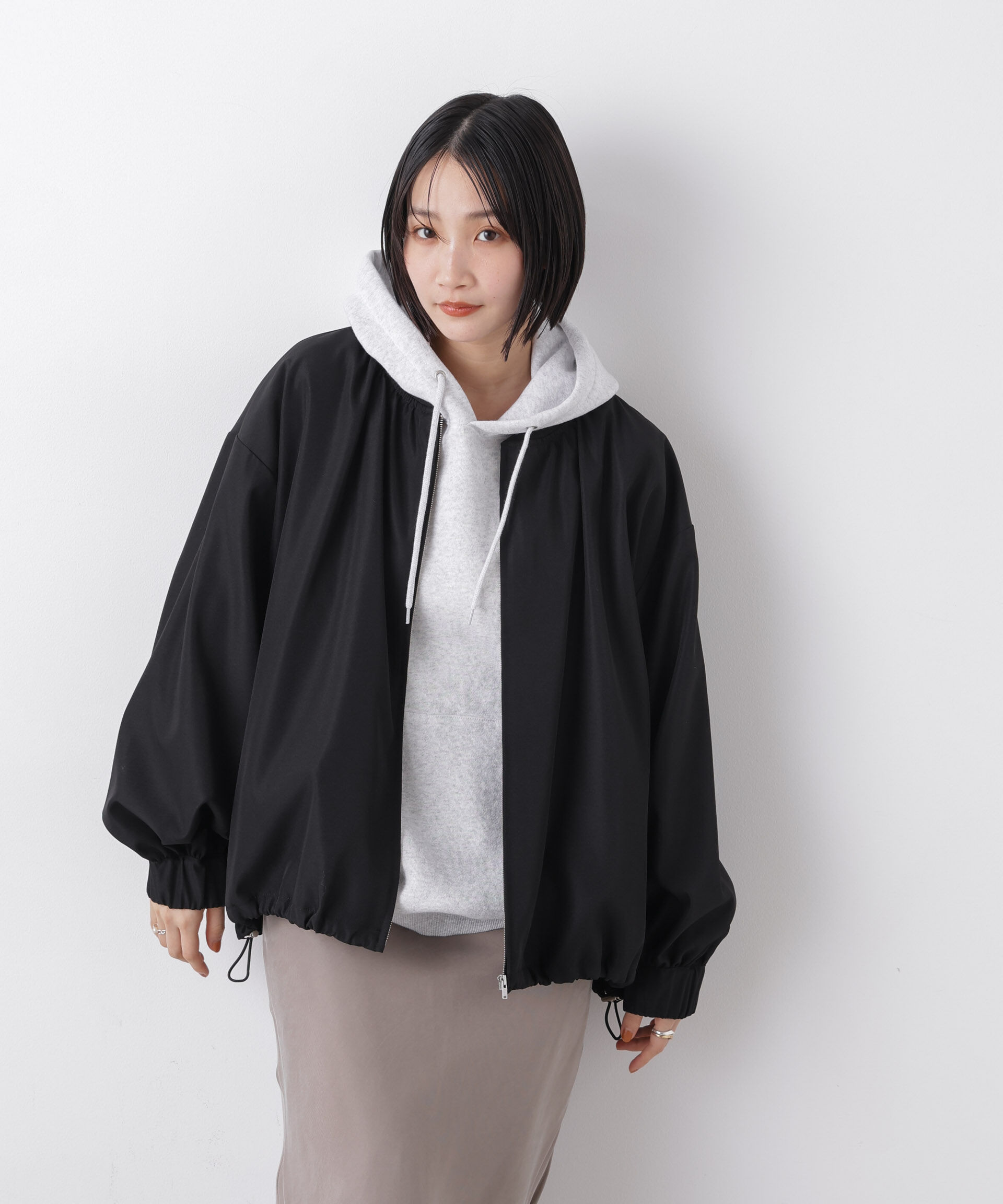 nano･universe「撥水加工 ドロストヘムリブブルゾン」|ブルゾン・スタジャン|