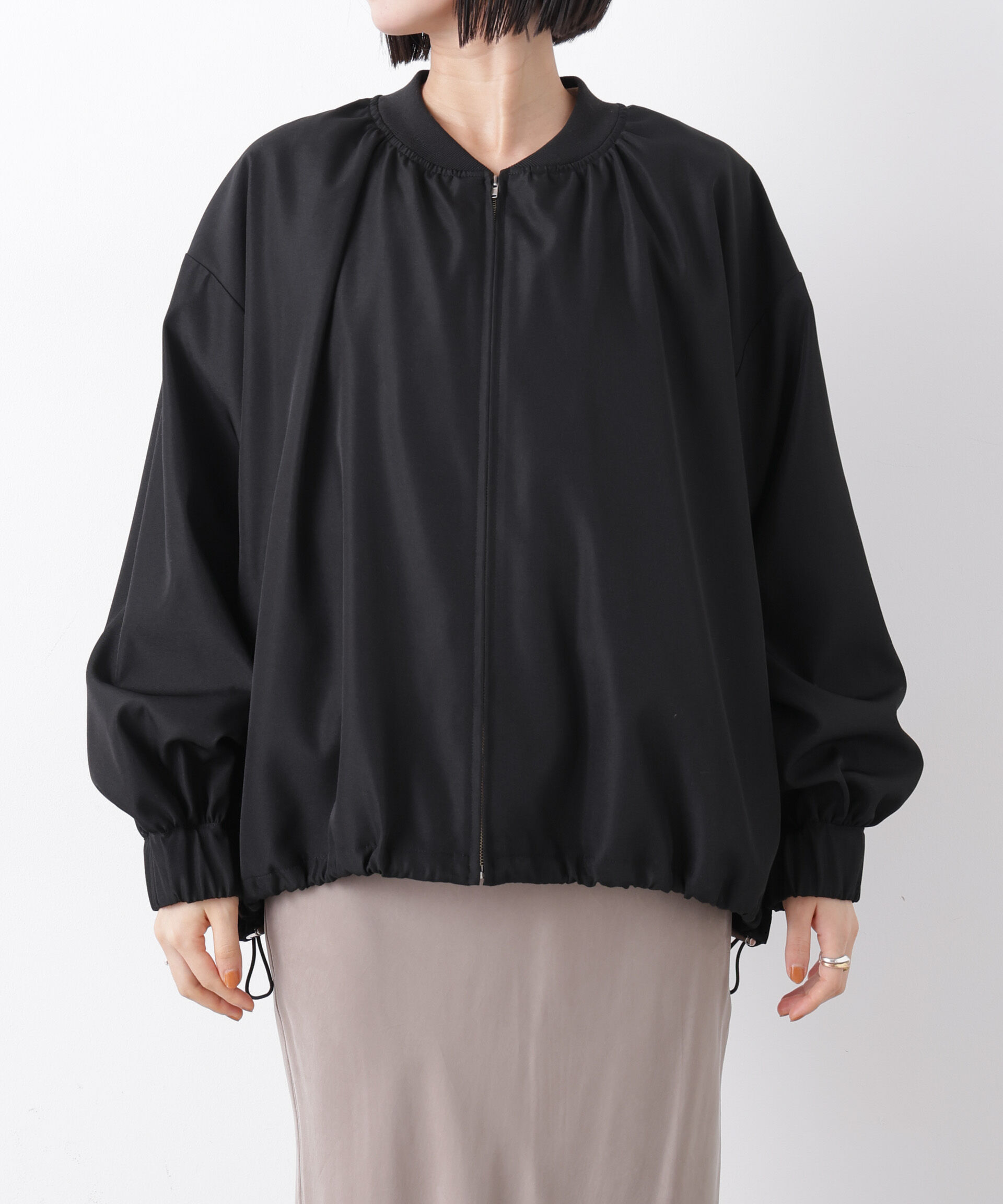 nano･universe「撥水加工 ドロストヘムリブブルゾン」|ブルゾン・スタジャン|