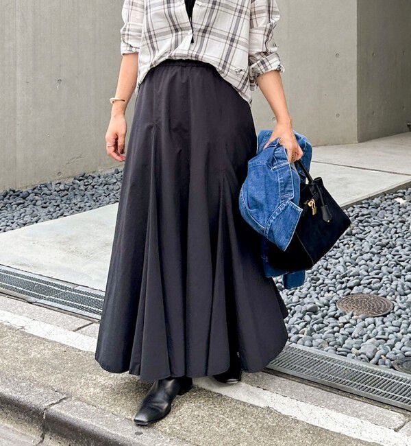 NOLLEY'S「【追加】【WEB＆一部店舗限定色あり】ウォッシャブルヴィンテージタフタマチ入りマキシスカート」|スカート|ブラック