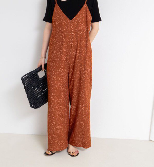 Rie Miller「ウォッシャブルシーチングプリントオールインワン」|オールインワン|