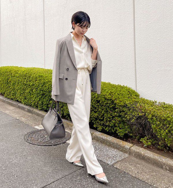 NOLLEY'S sophi「《セットアップ対応》ウォッシャブルダブルクロスサテンイージーワイドパンツ」|その他|