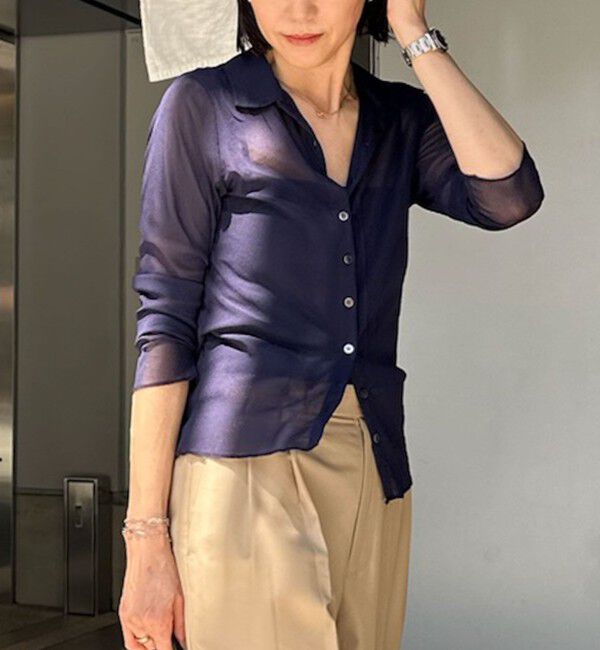 NOLLEY'S「チュール衿付きカットカーディガン」|カーディガン|