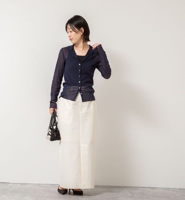 NOLLEY'S「チュール衿付きカットカーディガン」|カーディガン|