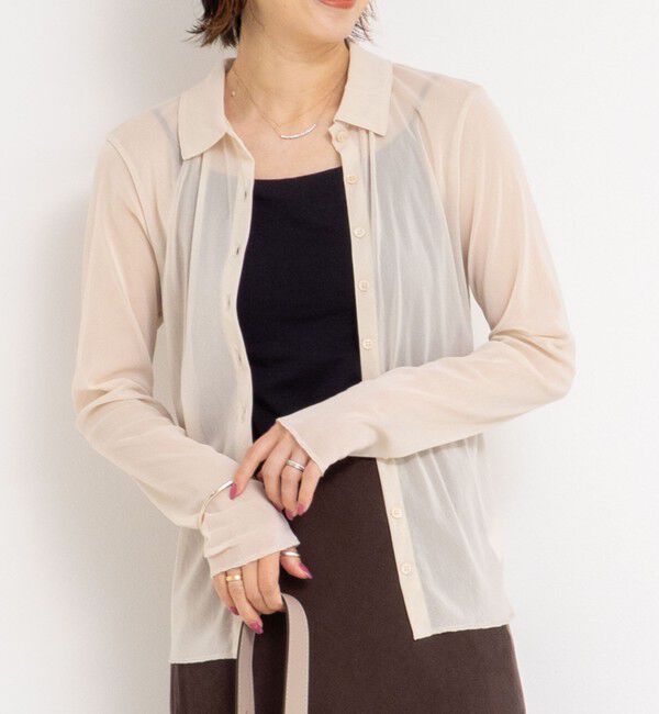 NOLLEY'S「チュール衿付きカットカーディガン」|カーディガン|