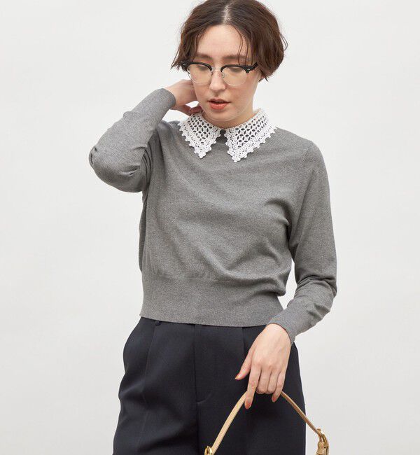 NOLLEY'S「《手洗い可能》襟レース2WAYプルオーバーニット」|ニット・セーター|