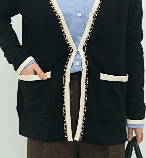 NOLLEY'S「チェーンブレード長めVネックカーディガン」|カーディガン|