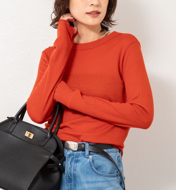 NOLLEY'S「MY STANDARD ウォッシャブルリブクルーネックロンT」|Tシャツ・カットソー|レンガ