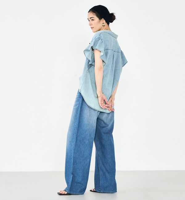 Rie Miller「【RM denim】ラッフルスリーブデニムブラウス」|シャツ・ブラウス|