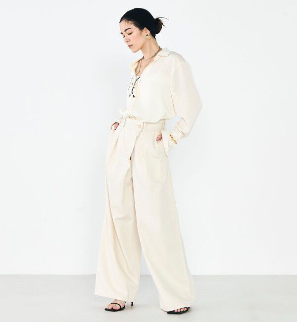Rie Miller「【RM denim】リネン混ラップワイドパンツ」|その他|