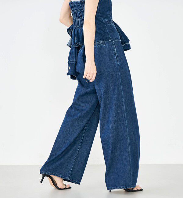 Rie Miller「【RM denim】リネン混ラップワイドパンツ」|その他|