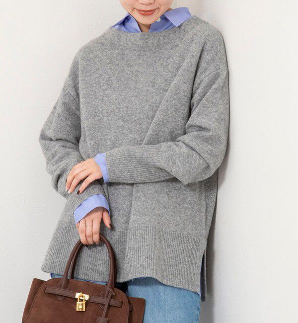 NOLLEY'S「ウールナイロンロング丈プルオーバー」|ニット・セーター|ミディアムグレー