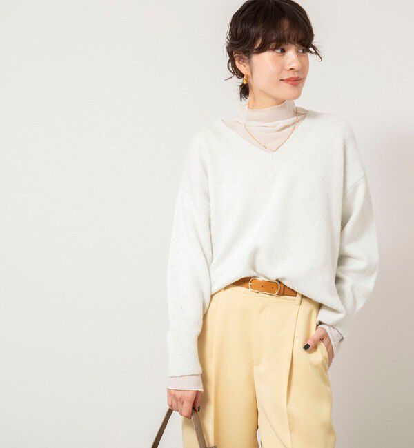 NOLLEY'S sophi「《手洗い可能》モヘヤスパンコールVネックプルオーバー」|ニット・セーター|