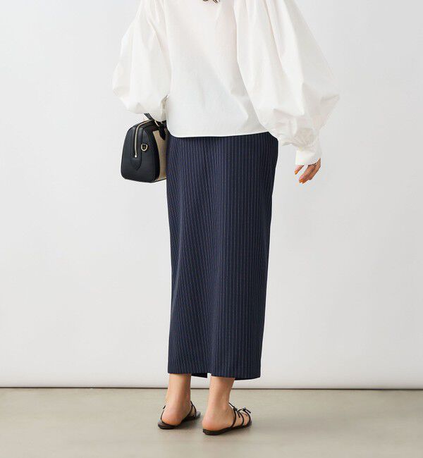 NOLLEY'S sophi「ウォッシャブルストライプドレープタイトスカート」|タイト|
