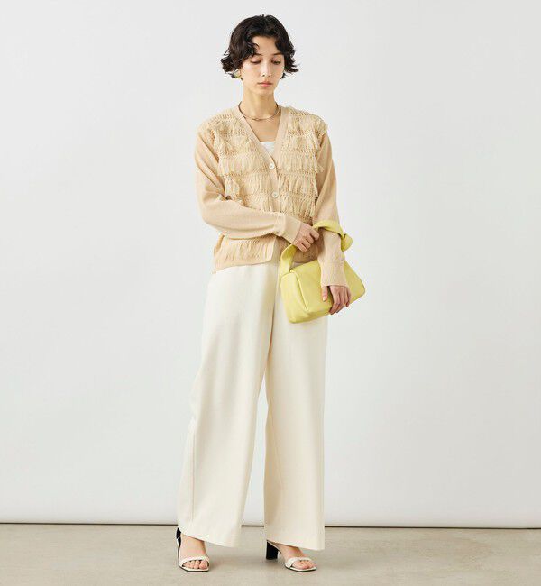 NOLLEY'S「《手洗い可能》チュールフリンジVネックカーディガン」|カーディガン|