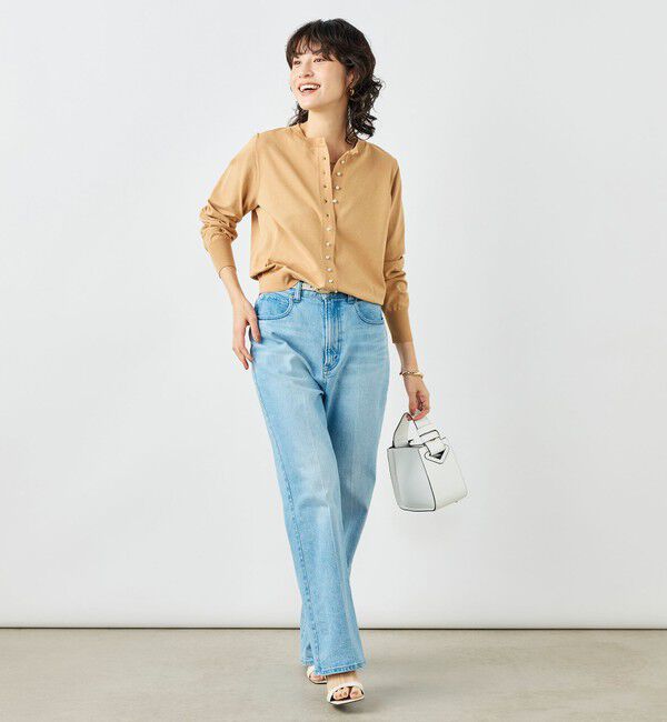 NOLLEY'S「《手洗い可能》コットンテックスクルーネックカーディガン」|カーディガン|