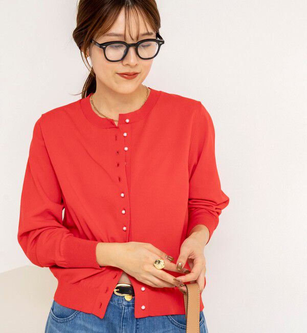 NOLLEY'S「《手洗い可能》コットンテックスクルーネックカーディガン」|カーディガン|