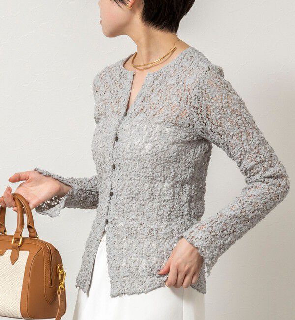 NOLLEY'S sophi「ウォッシャブルストレッチレース両前カーディガン」|カーディガン|ライトグレー