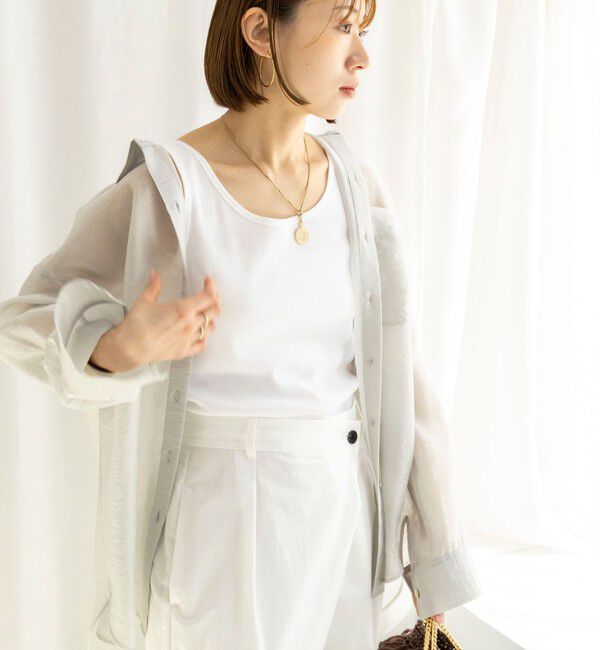 NOLLEY'S「ウォッシャブルプレミアムテレコアシメ2WAYタンク」|タンクトップ|