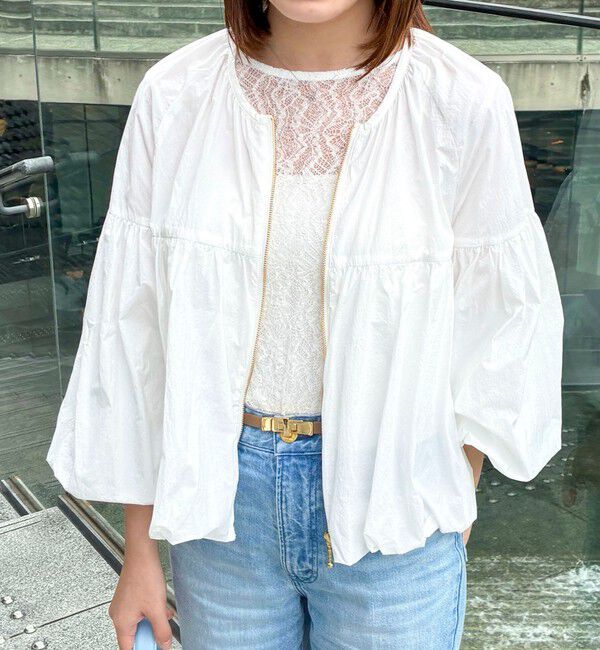 NOLLEY'S「ウォッシャブル撥水ポケッタブルボリュームブルゾン」|ブルゾン・スタジャン|オフホワイト