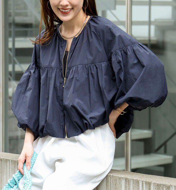 NOLLEY'S「ウォッシャブル撥水ポケッタブルボリュームブルゾン」|ブルゾン・スタジャン|ネイビー