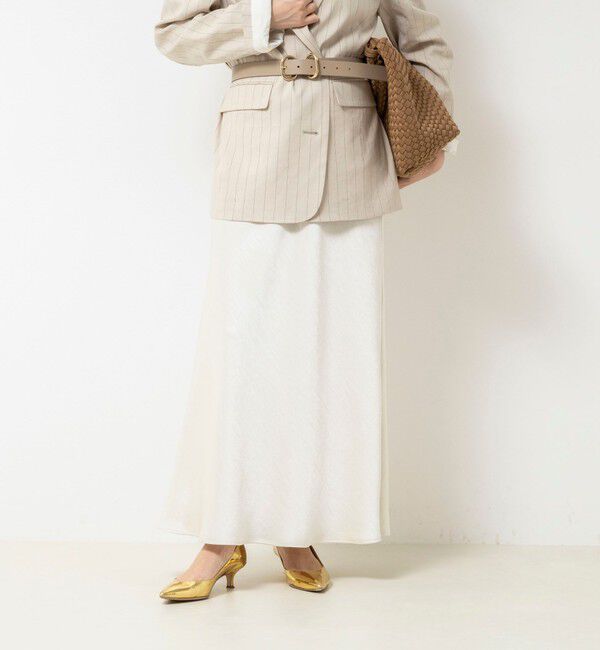NOLLEY'S「ウォッシャブルサテンナロースカート」|フレア|