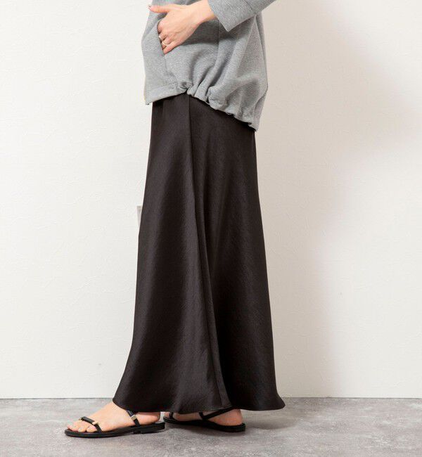 NOLLEY'S「ウォッシャブルサテンナロースカート」|フレア|
