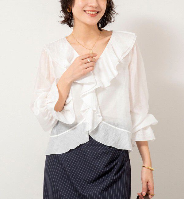 NOLLEY'S sophi「ウォッシャブルシアーラッフル羽織りブラウス」|シャツ・ブラウス|
