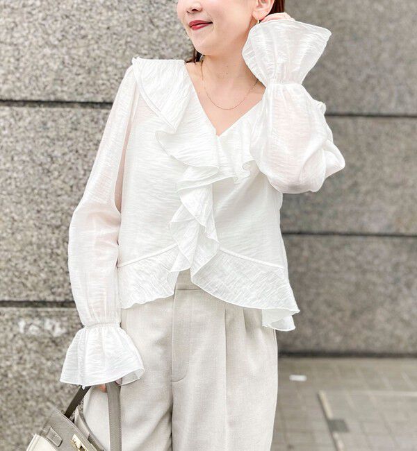 NOLLEY'S sophi「ウォッシャブルシアーラッフル羽織りブラウス」|シャツ・ブラウス|