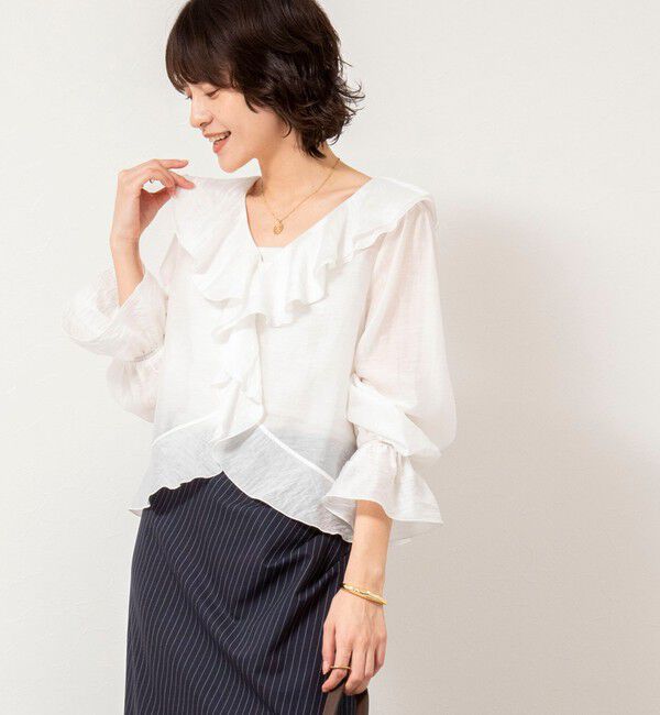 NOLLEY'S sophi「ウォッシャブルシアーラッフル羽織りブラウス」|シャツ・ブラウス|