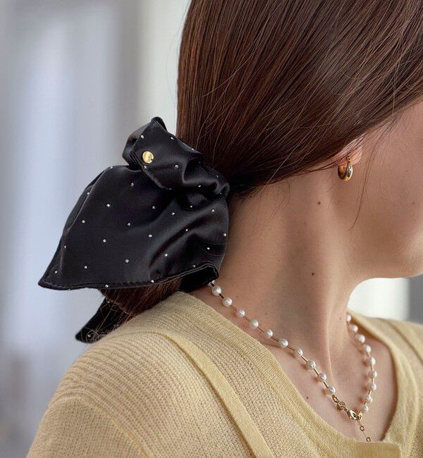 NOLLEY'S「NOLLEYSサテンスクエアキラドットシュシュ」|ヘアゴム・シュシュ|