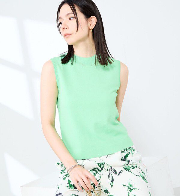 NOLLEY'S sophi「《手洗い可能》マルチファンクションハイネックノースリーブプルオーバー」|ニット・セーター|イエローグリーン