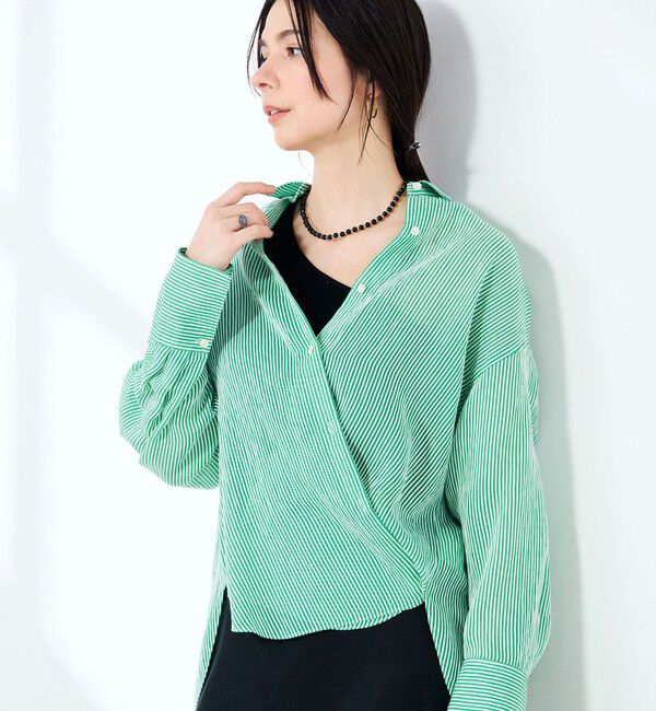 NOLLEY'S sophi「ウォッシャブルACARライトストライプ3WAYオーバーシャツ」|シャツ・ブラウス|