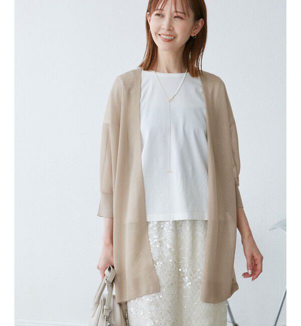 Rope&rsquo;Picnic「【新色追加】LEVITAシアーニットリラックスカーディガン」|カーディガン|