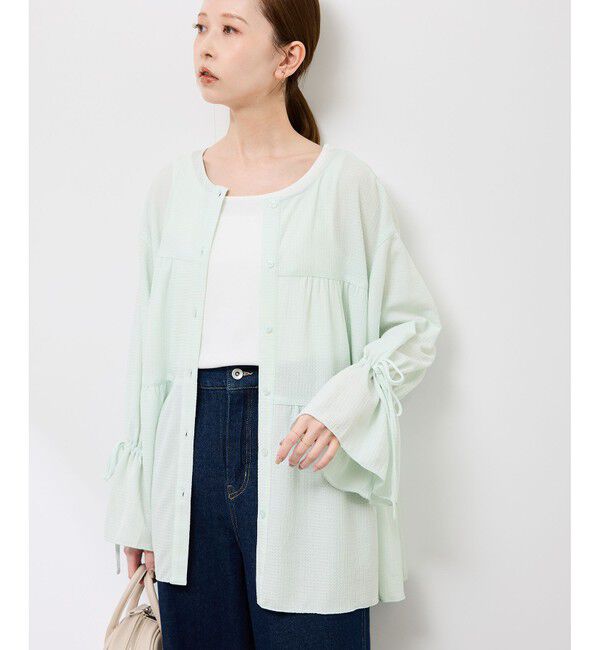 Rope&rsquo;Picnic「【羽織にもなる】シアーワッシャーブラウスカーディガン」|シャツ・ブラウス|
