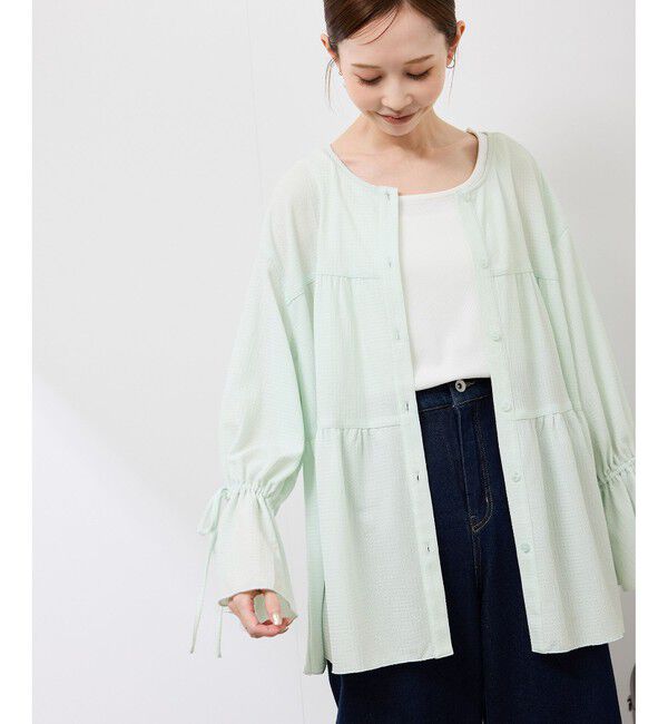 Rope&rsquo;Picnic「【羽織にもなる】シアーワッシャーブラウスカーディガン」|シャツ・ブラウス|