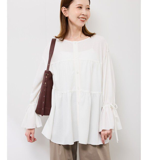 Rope&rsquo;Picnic「【羽織にもなる】シアーワッシャーブラウスカーディガン」|シャツ・ブラウス|