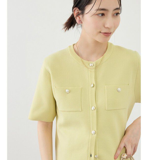 Rope&rsquo;Picnic「ミラノリブ金ボタン半袖カーディガン」|カーディガン|