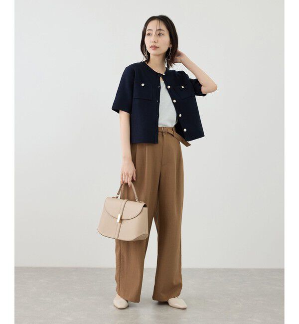 Rope&rsquo;Picnic「ミラノリブ金ボタン半袖カーディガン」|カーディガン|