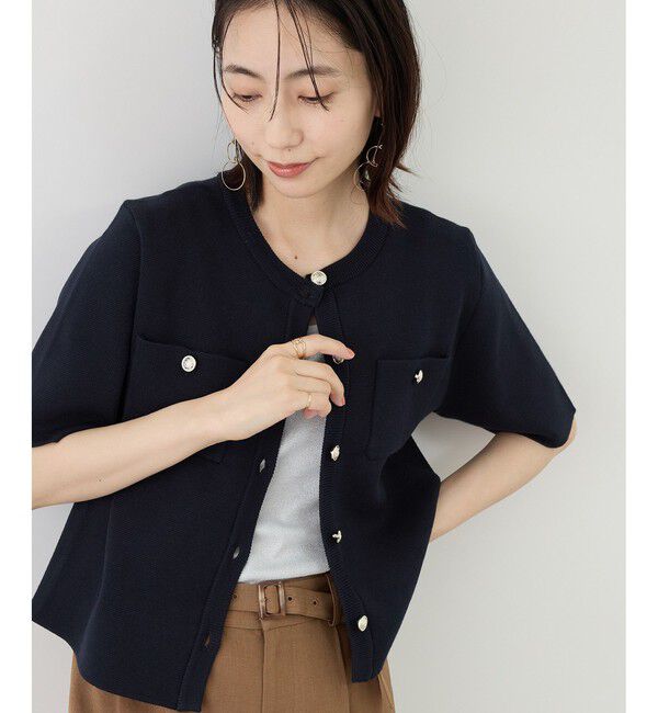 Rope&rsquo;Picnic「ミラノリブ金ボタン半袖カーディガン」|カーディガン|