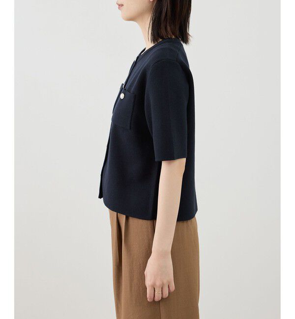 Rope&rsquo;Picnic「ミラノリブ金ボタン半袖カーディガン」|カーディガン|