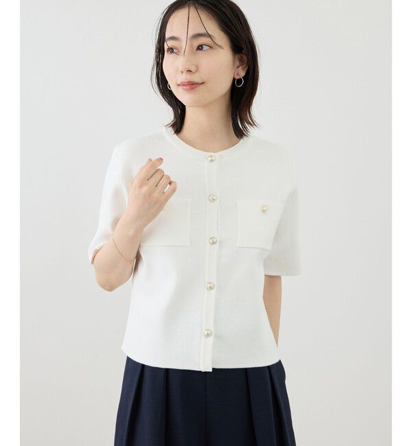 Rope&rsquo;Picnic「ミラノリブ金ボタン半袖カーディガン」|カーディガン|
