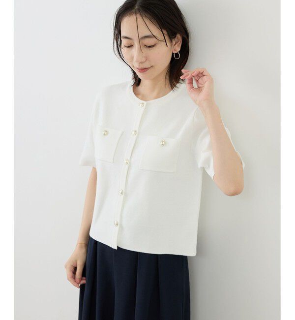 Rope&rsquo;Picnic「ミラノリブ金ボタン半袖カーディガン」|カーディガン|