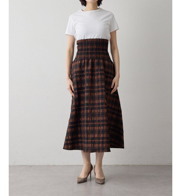 Drawing Numbers「【Drawing Numbers】チェックジャガードシャーリングスカート」|スカート|