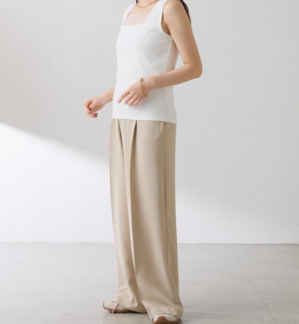  「 シアー切り替えスクエアタンクトップ」|Tシャツ・カットソー|